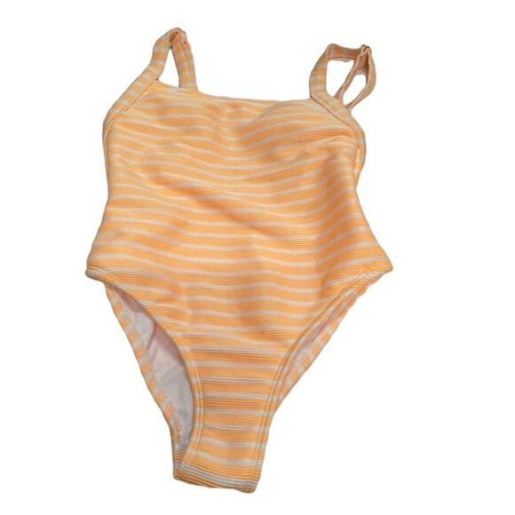 Xhilaration Swimsuit Orange & White Stripe One Piece XS - Picture 1 of 3